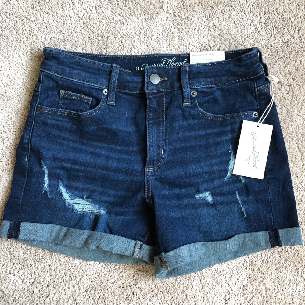 NWT Distressed Jean Shorts, Dark wash Size 4